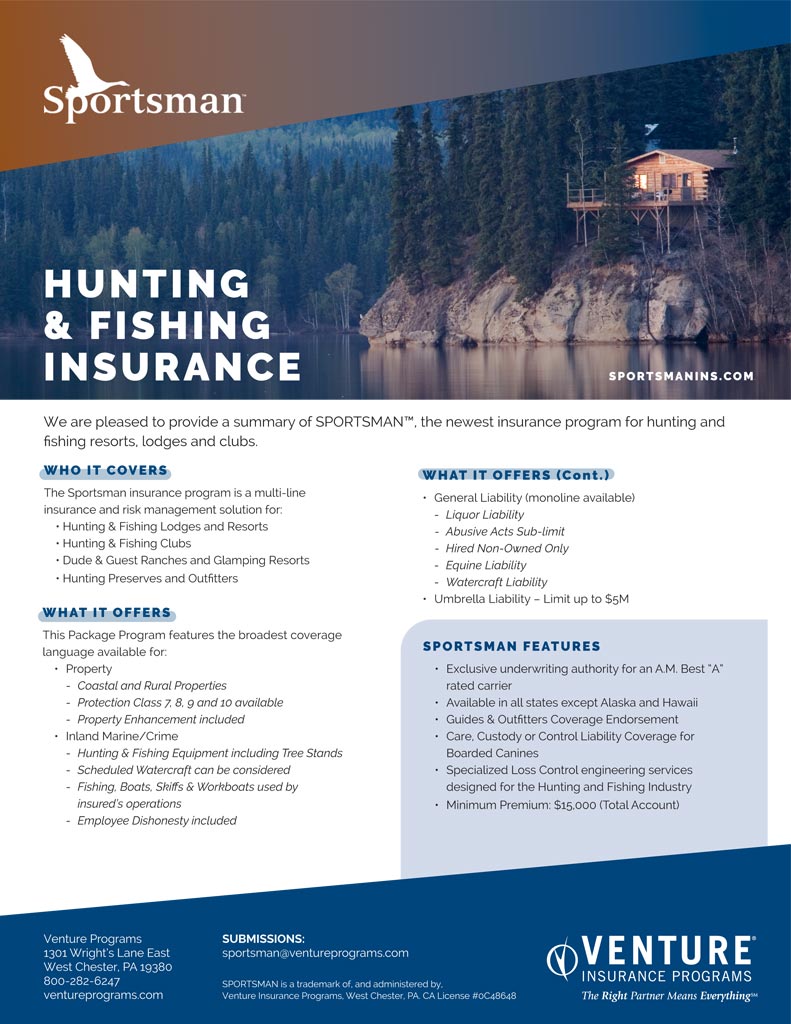 Insurance for Hunting & Fishing Lodges